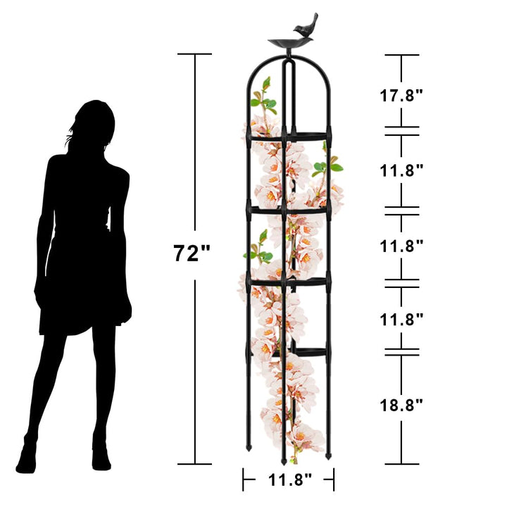 April'sWorld Garden Obelisk Trellis for Climbing Plants Outdoor, A Versatile Plant Stand for Vines, Roses, and Garden Vegetables (6FT, 2pcs)