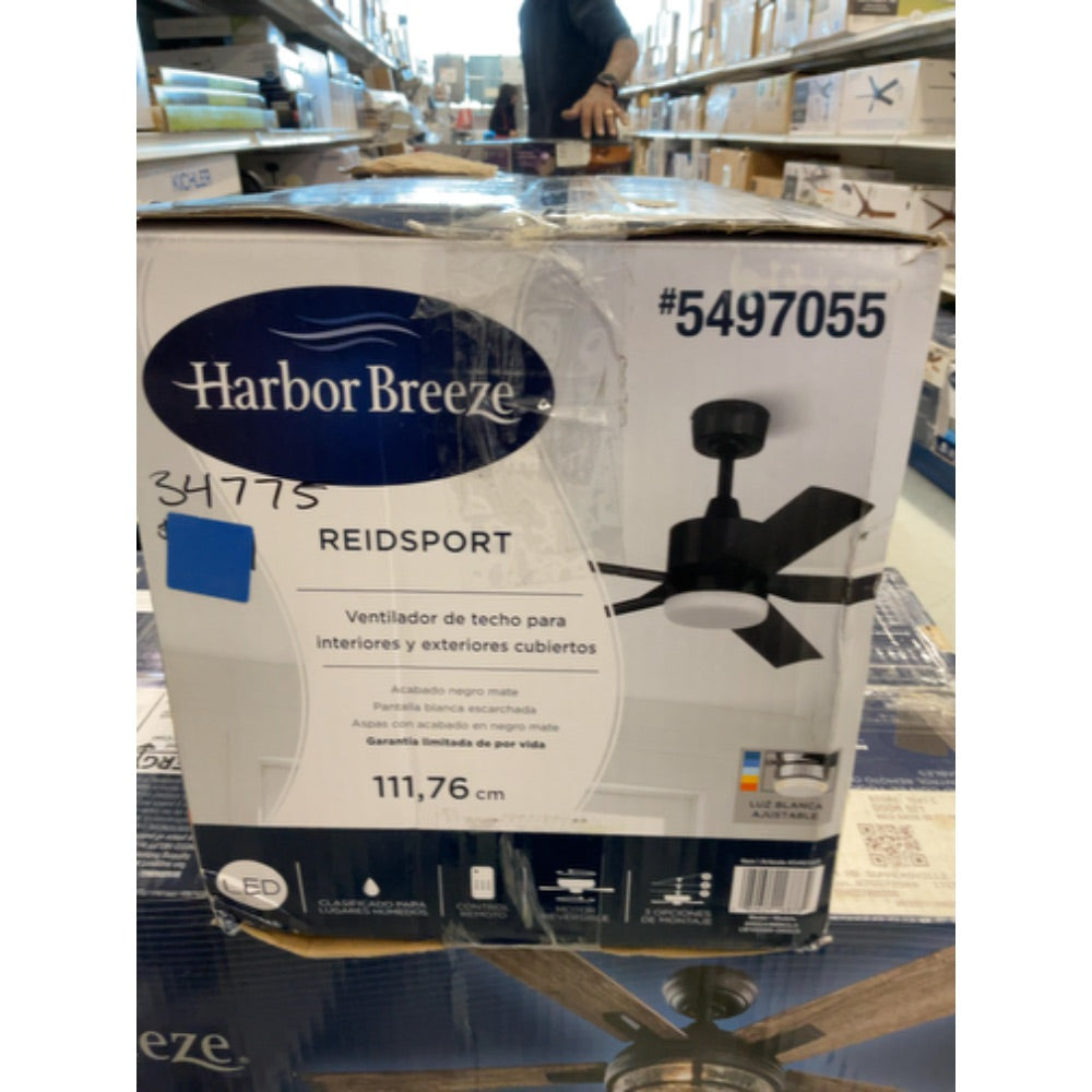 Harbor Breeze Reidsport 44" Matte Black 5 Blade Indoor/Outdoor Ceiling Fan NEW