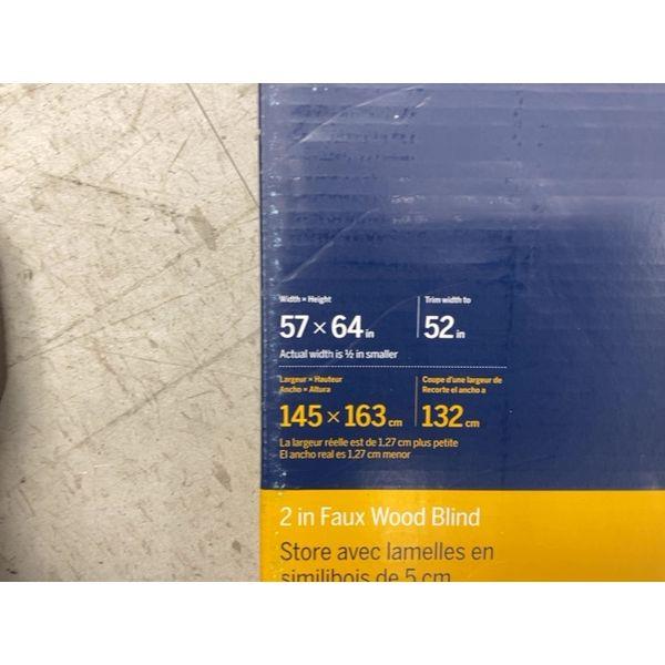 LEVOLOR 2 in Faux Wood Blind - 57x64 Retail $80.00