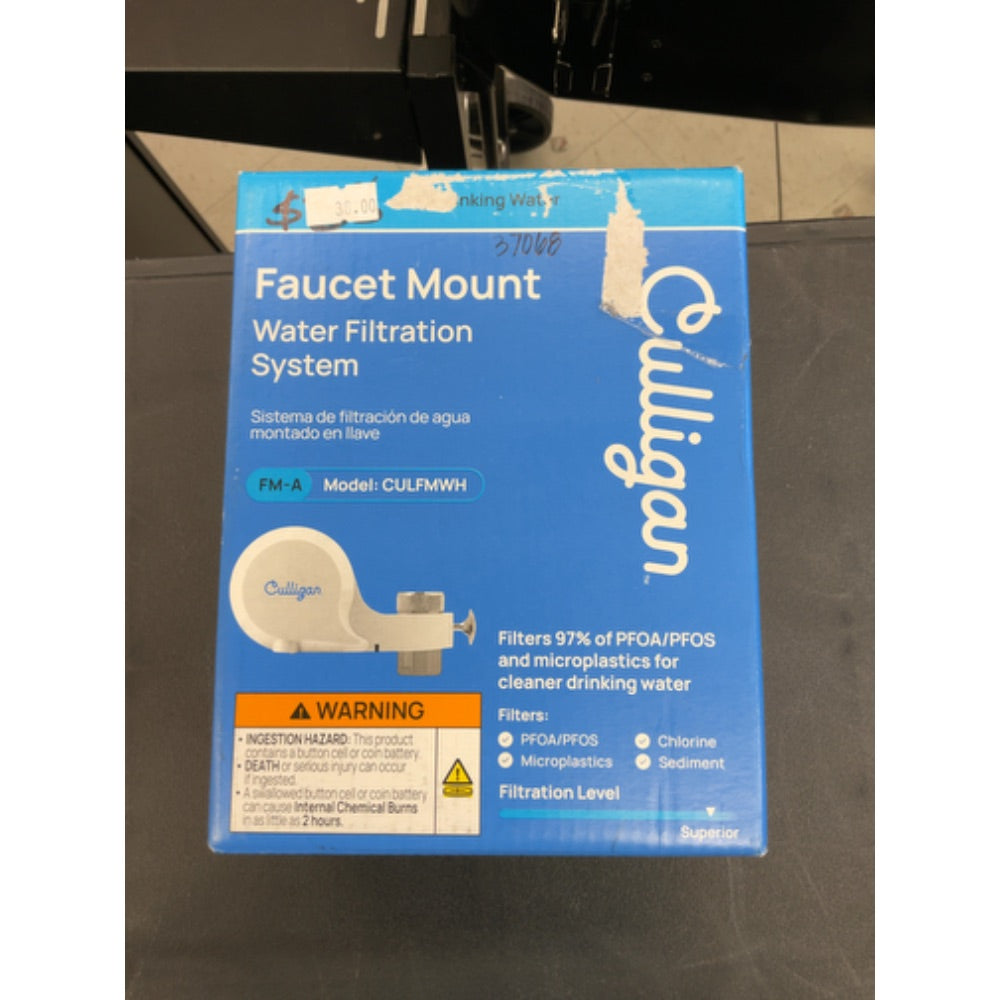 Culligan CULFMWHRF Faucet Mount Water Filter - White Water Filter for Sink Faucet Reduces Microplastics & Reduces Chlorine, Easy Installation Filtration System for Clean Tap Drinking