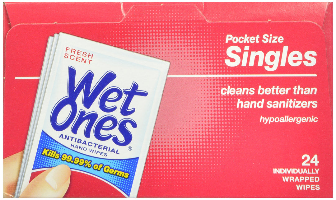 Wet Ones Antibacterial Hand and Face Wipes Singles, 24 Count Retail $5.00