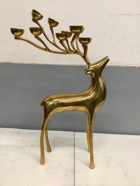 Pottery Barn Brass Reindeer Cabra Candelabra Retail $129.00