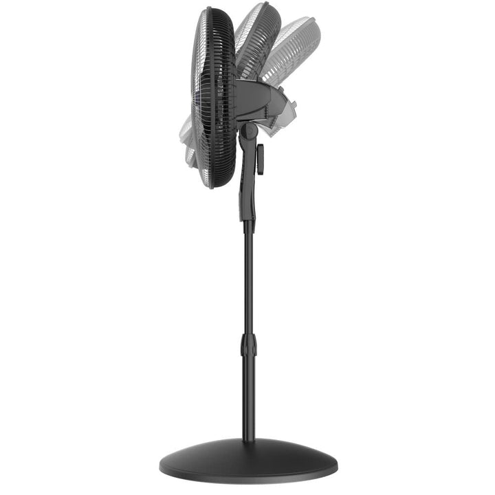 Lasko 18" Oscillating 4-Speed Large Room Pedestal Fan with Remote Control Adjustable Height Durable Metal Grill Great for Office, School and Home S18605, Black