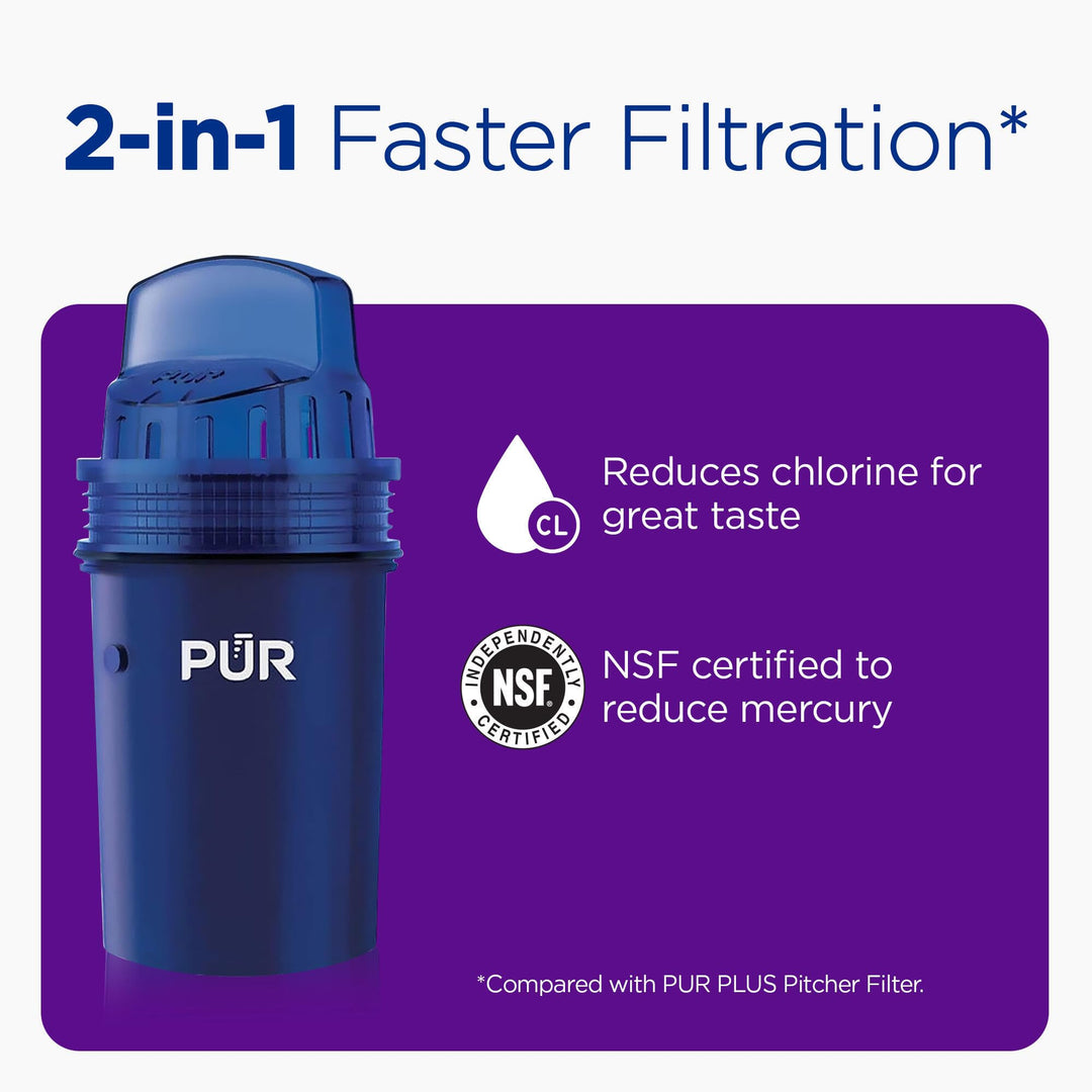 PUR XL 44-Cup Water Filter Dispenser with 2 Genuine PUR Filters, Largest Available, 44-Cup Capacity, 2-in-1 Powerful, Faster Filtration, Dishwasher Safe, (PDI4000Z)