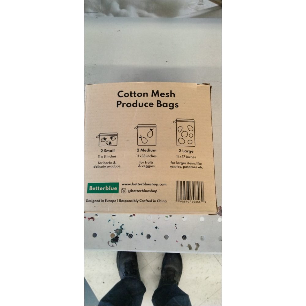 Betterblue 100% Organic Cotton Produce Bags, Reusable & Eco Friendly, Set of 6