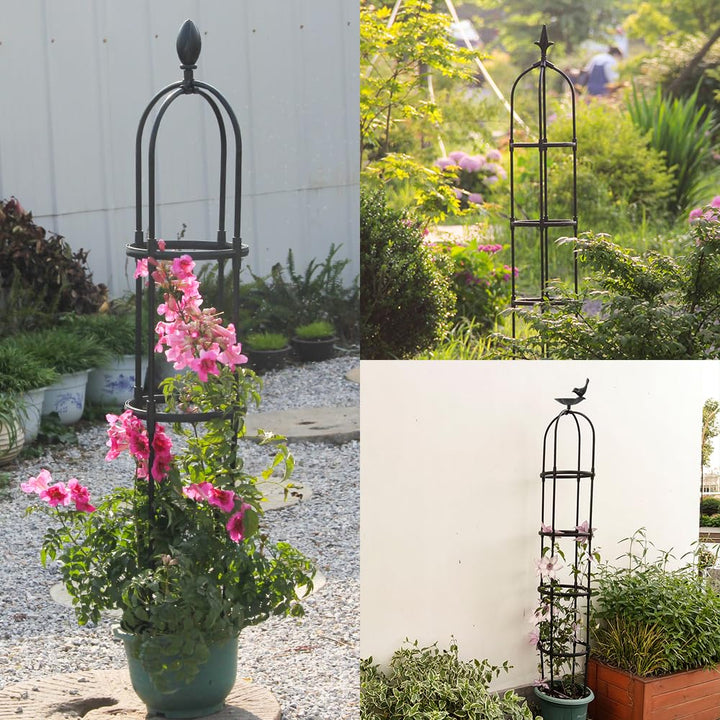 April'sWorld Garden Obelisk Trellis for Climbing Plants Outdoor, A Versatile Plant Stand for Vines, Roses, and Garden Vegetables (6FT, 2pcs)