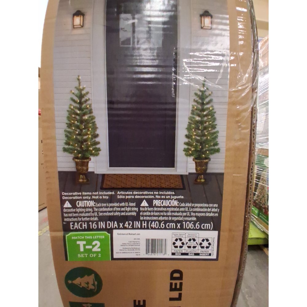 Holiday Time 3.5-Foot Pre-Lit Porch Christmas Trees, Set of 2, LED Lights, Indoor/Outdoor Retail $60.00