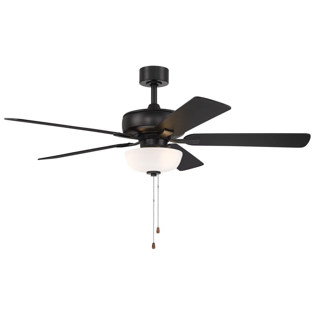 DESIGNERS FOUNTAIN Gallant Ceiling Fan with Lights, 52 Inch LED 3000K Indoor Outdoor 5-Blades Fan, Pull Chain, Matte Black, FP-GLT52B30-MB