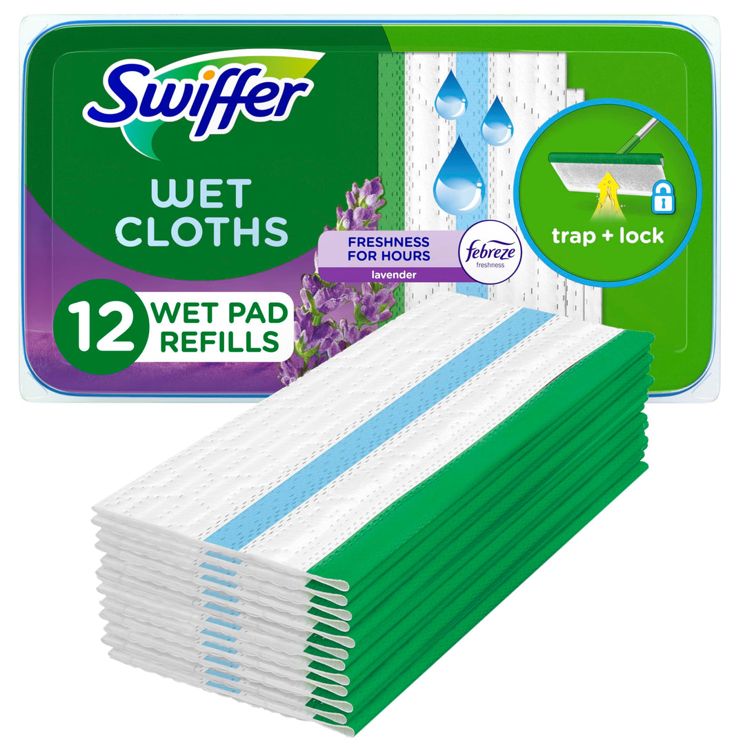 Swiffer Sweeper Wet Mopping Pad Refills for Floor Mop with Febreze Lavender Scent, 12 Count (Packaging May Vary) Retail $7.00