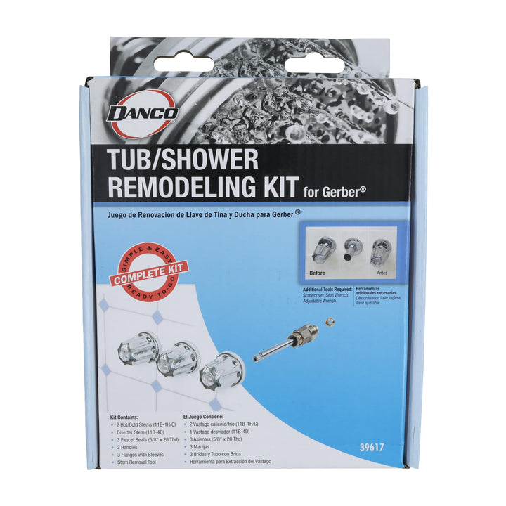 DANCO Bathtub and Shower 3-Handle Remodel/Rebuild Trim Kit for Gerber Faucets | Knob Handle | 11B-1H, 11B-1C, 11B-4D | Chrome (39617)