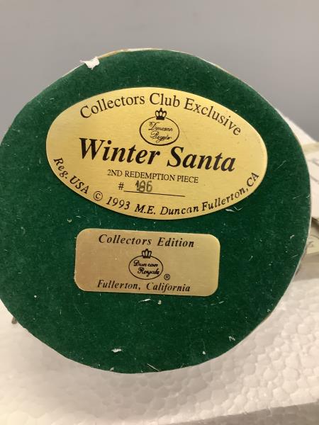 Duncan Royale Winter Santa Collectors Club Exclusive 2nd Redemption Piece Figurine Retail $75.00