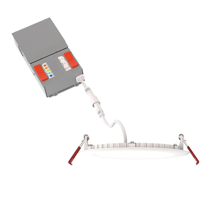 Juno LED Recessed Lights 6 Inch Round Baffle Wafer Downlight, 5-in-1 Switchable White Color Temperature, Adjustable Brightness, 120 Volts, 6-Inch Flat Trim, 1 Pack, Matte White