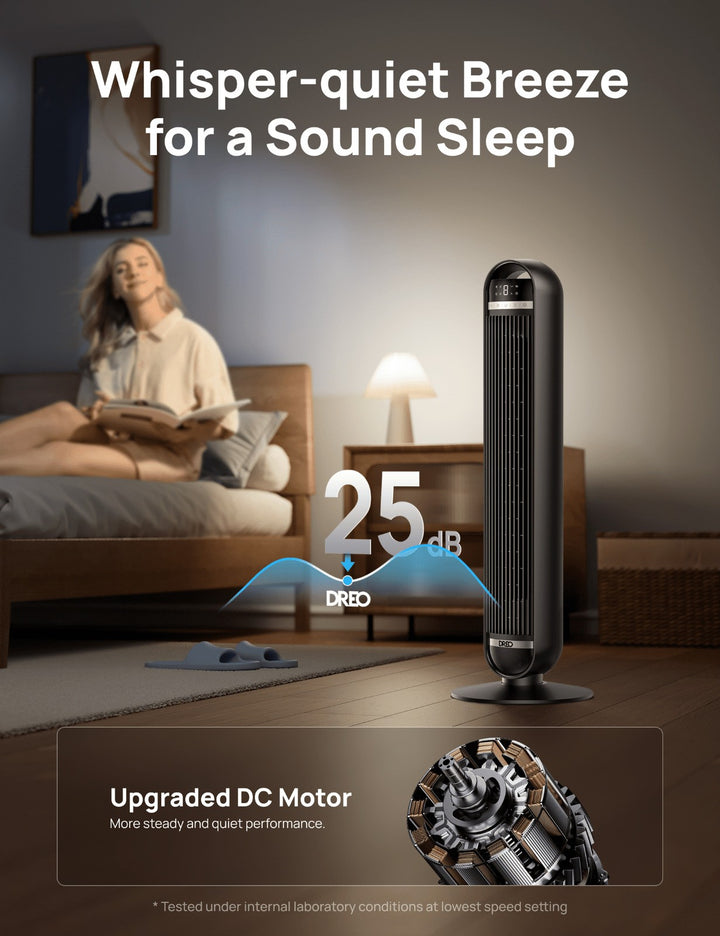 Dreo Tower Fan  27ft/s Velocity Quiet Floor Fan  90Â° Oscillating Fans for Indoors with 8 Speeds  4 Modes  Remote Control  Standing Fans  Bladeless Fa
