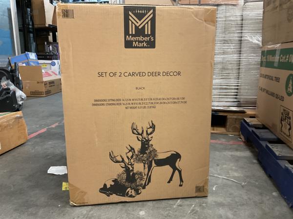 SET OF 2 CARVED DEER DECOR (BLACK) Retail $92.99