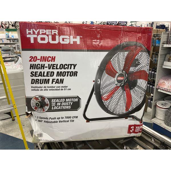 Hyper Tough 20-Inch High-Velocity Drum Fan - Sealed Motor, 3-Speed, Adjustable Tilt Retail $80.00