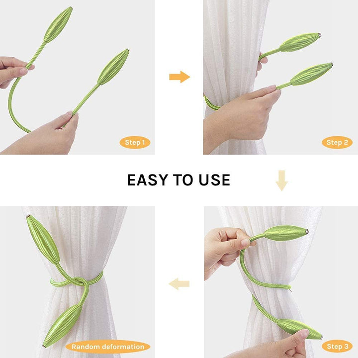 BAOANHLIFE Curtain Tiebacks Curtain Holders Clips | Curtain Ties for Drapes | Curtain Holdbacks | Curtain Tie Backs for Curtains 2 Pack | 65cm/25.60in Non-Slip Creative Window Decorative Home (Green)