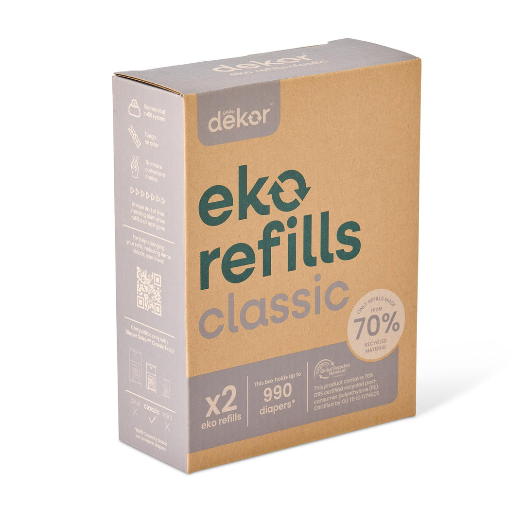 Diaper Dekor Classic Diaper Pail Refills, Most Economical Refill System | Quick & Easy to Replace | No Preset Bag Size Use Only What You Need | Exclusive End-of-Liner Marking, Multicolor