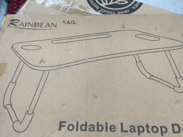 RAINBEAN Foldable Laptop Desk with Built-in Slots Retail $23.99