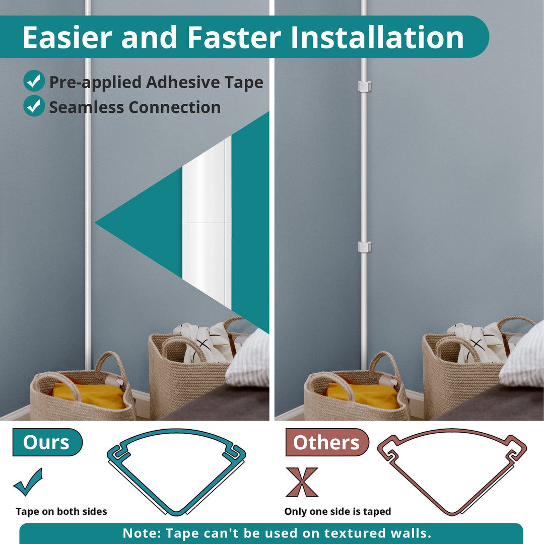 85in Corner Cable Concealer, One-Cord Corner Duct, Paintable Corner Cord Cover, Cable Management Channel for Wall Corner, Floor Baseboard, Ceiling - 5 X L 17in, Beige