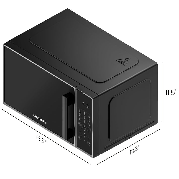 Chefman Countertop Microwave Oven 0.9 Cu. Ft., 900 Watts with 10 Power Levels, 6 Cooking Presets with One-Touch Express Cook, Eco Mode, Child Safety Lock, & Mute Button - Black