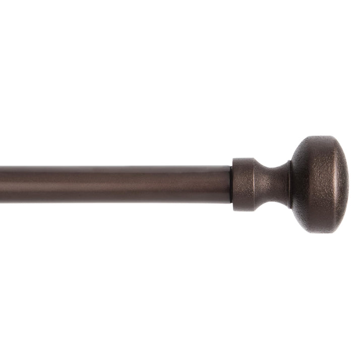 TOWN & COUNTRY EVERYDAY Modern Rounded Cap Single Indoor Curtain Rod and Finial Set, Easy Install Wall Mount, Oil Rubbed Bronze, Adjustable 36â€-72â€