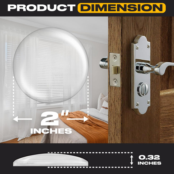 Door Stoppers for Wall 2" (16 Pack) - Self Adhesive & Discreet Door Knob Wall Protector - Quiet Door Bumper with Strong Back Adhesive - Rubber Door Stops - Shock Absorbent Door Handle Stopper