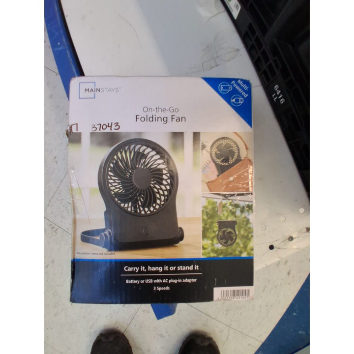 Mainstays New 4  on-the-Go Folding Personal Fan for Stroller  Car Seat  Treadmill  Black