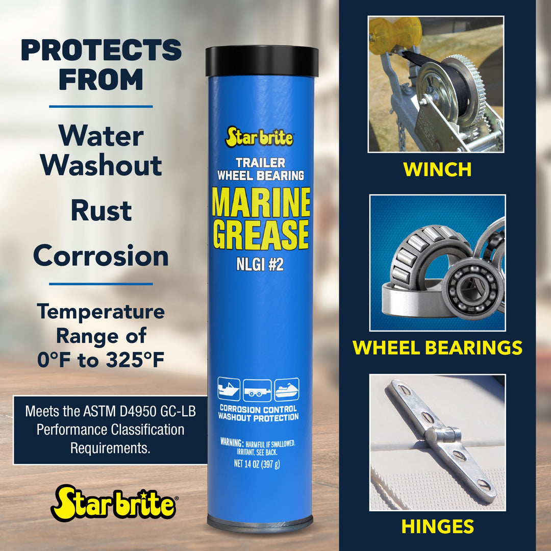 STAR BRITE Wheel Bearing Grease - Boat Trailer Marine Grade - 14 OZ Grease Gun Cartridge (026014)