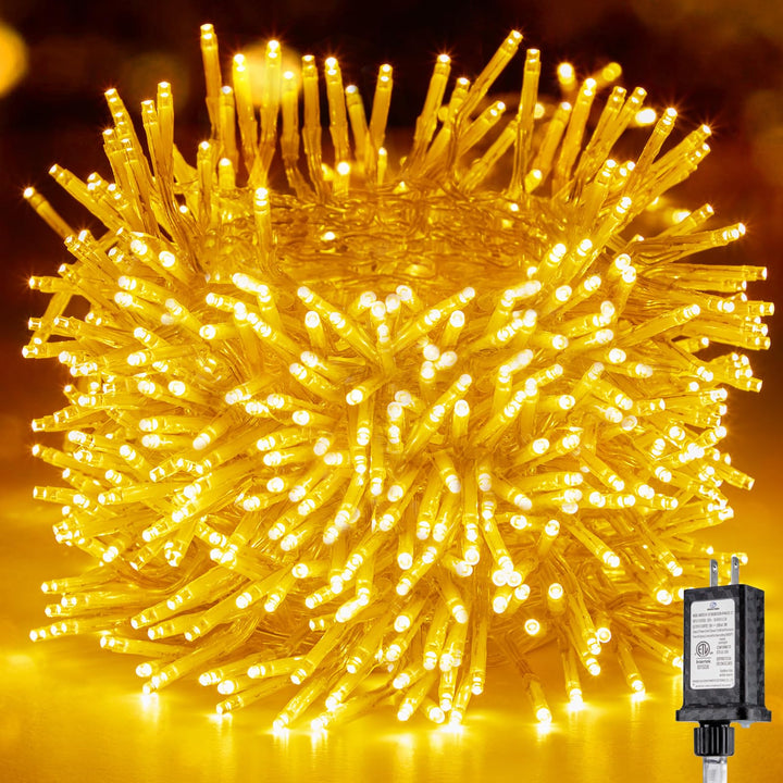 Christmas Tree Lights Outdoor - 98Feet 300 Led Twinkle Fairy Lights String with 8 Light Modes for Christmas Trees Garland Wreath Wedding Indoor Outdoor Holiday Decorations - Warm White