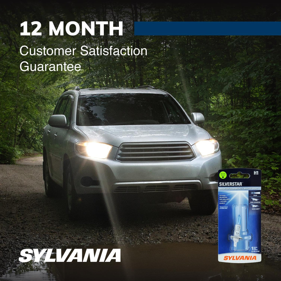 SYLVANIA - H1 SilverStar - High Performance Halogen Headlight Bulb, High Beam, Low Beam and Fog Replacement Bulb, Brighter Downroad with Whiter Light (Contains 1 Bulb)