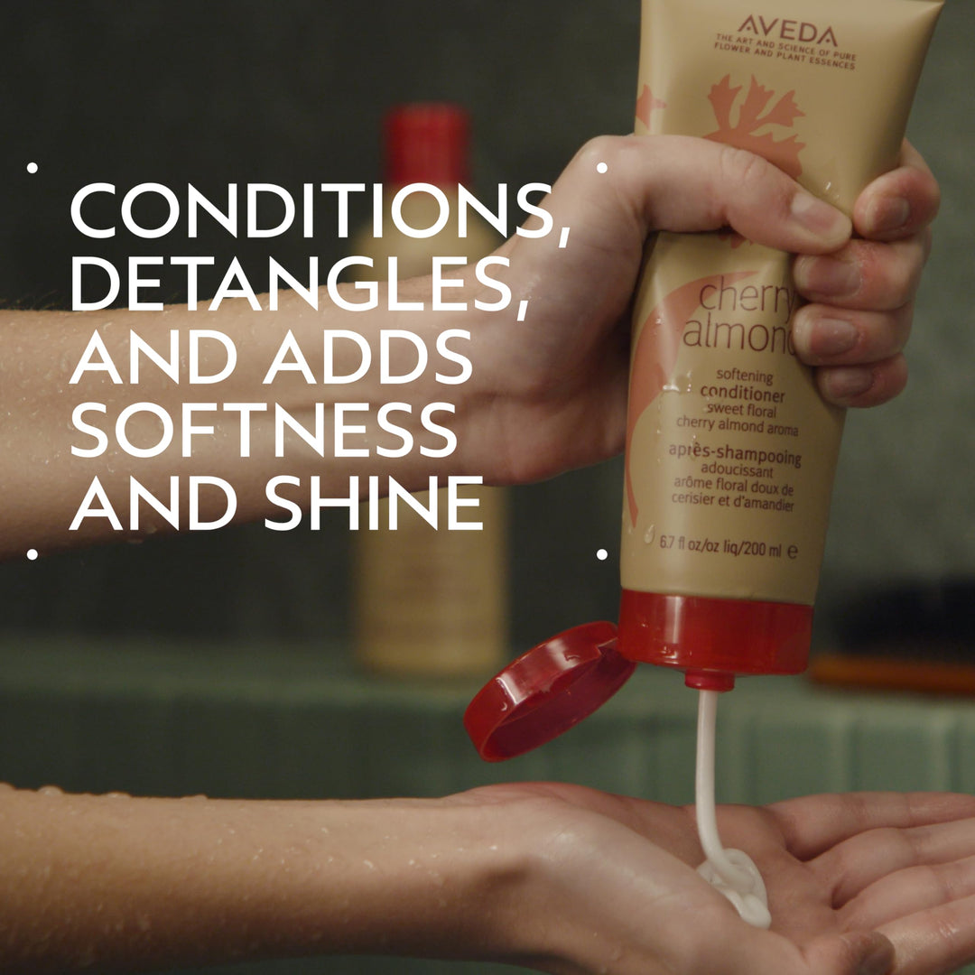 Aveda Cherry Almond Softening Conditioner | for Normal to Dry Hair | 98% Naturally Derived* | with Coconut Oil & Shea Butter | Silicone Free | Iconic Aroma of Tonka, Orange, Ylang Ylang, 6.7 Fl Oz