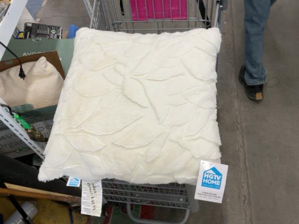 HGTV Home Collection 2 Pack Pillow - Triple Faux Fur Jacquard - White, 22in x 22in Retail $32.98