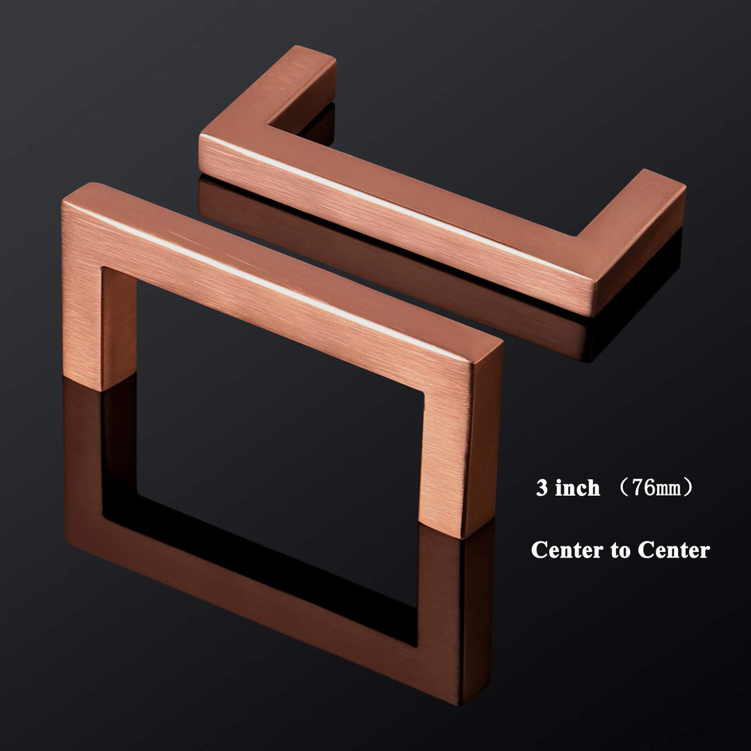 Fashion Furniture Direct 10 Pack Copper Kitchen Cabinet Pulls Stainless Steel,3 inch Hole Centers Stain Copper Dresser Pulls,Rose Gold Pulls for Kitchen Cabinets