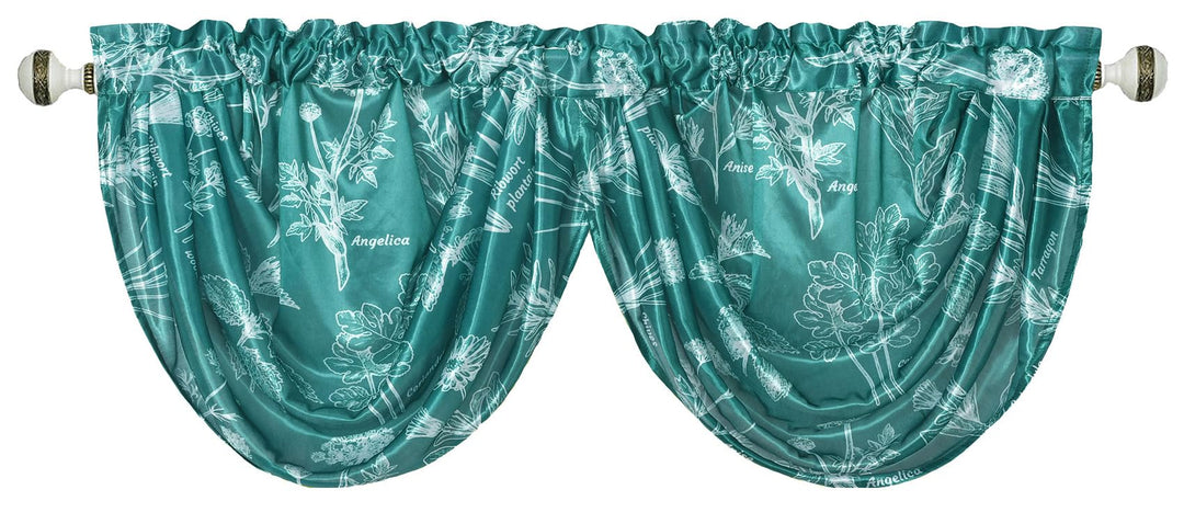 GOHD Vivian Grace Window Valance, 54 x 18, Farmhouse Elegant Taffeta Fabric with Beautiful Prints, Waterfall Valances for Windows, Purple