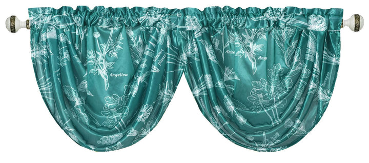 GOHD Vivian Grace Window Valance, 54 x 18, Farmhouse Elegant Taffeta Fabric with Beautiful Prints, Waterfall Valances for Windows, Purple