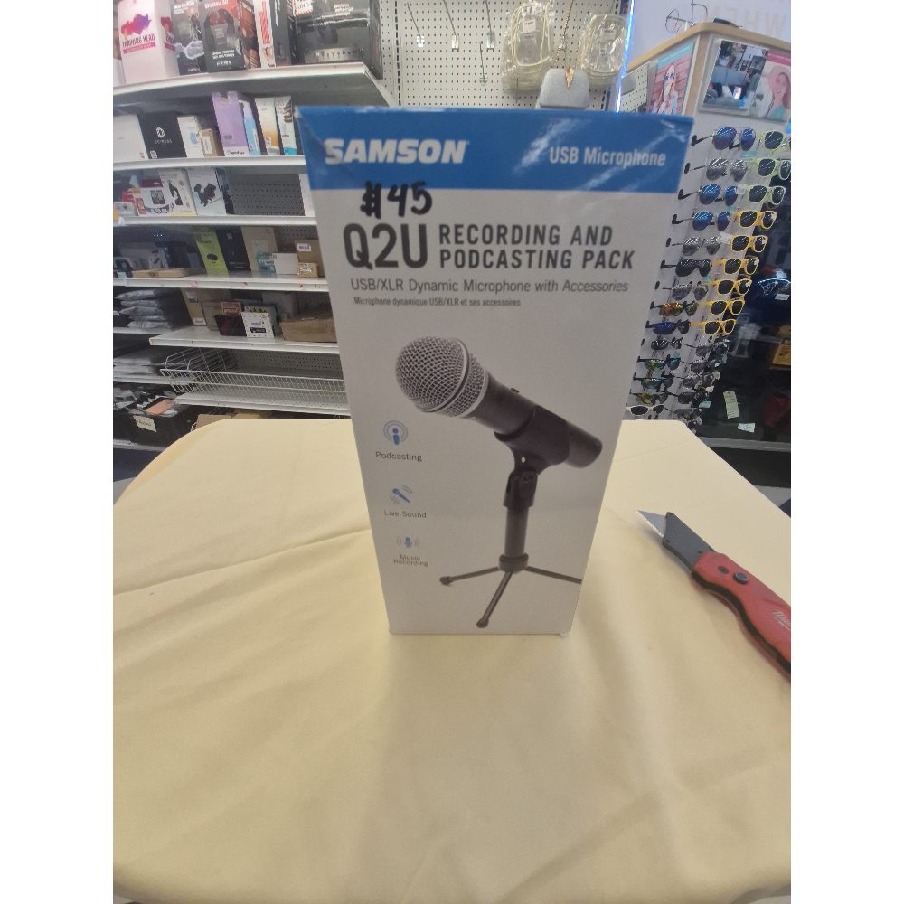 Samson Q2U, Recording and Podcasting Pack, USB/XLR Dynamic Microphone with Accessories