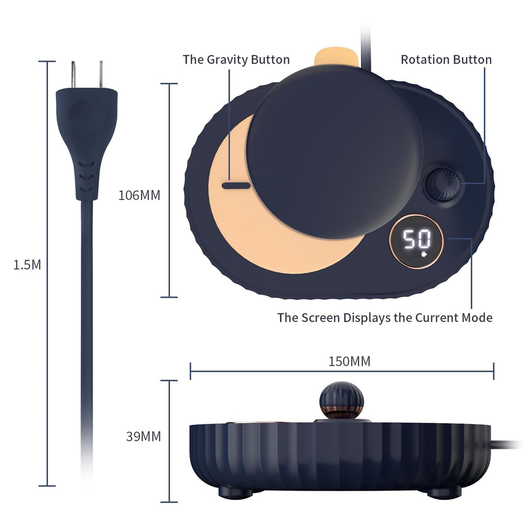 OVAS HOO Coffee Mug Warmer - Pressure-Activated Electric Coffee Warmer with 3 Temperature Settings, Includes Hand Warmer - Electric Beverage Warmer for Heating Coffee, Beverage, Milk, Tea, Wax and Hot