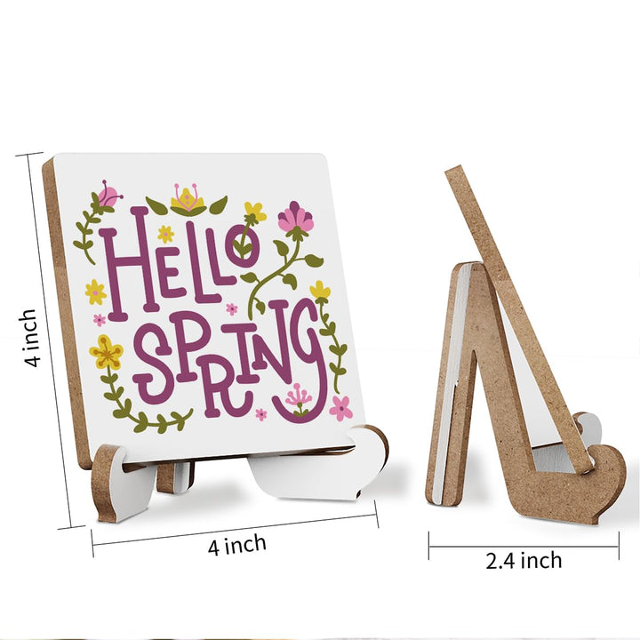 Rustic Home Office Desk Decor for Women Spring Wood Plaque Sign With Stand Farmhouse Bathroom Shelf Cubicle Bookshelf Tiered Tray Decor Coworker Gifts for Mom Friend 4 X 4 In