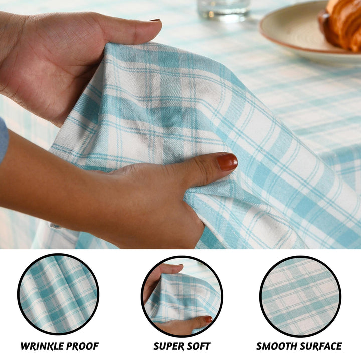 Folkulture Table Cloth 60" x 72", 100% Cotton Rectangular Tablecloth for Home Decor, Blue Farmhouse Tablecloth or Modern Outdoor Table Cover for Kitchen Decor (Aqua Plaid)