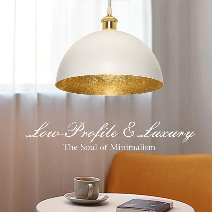 Flynix White and Gold Leaf Pendant Light, Vintage Ceiling Hanging Light Fixture, Farmhouse Adjustable Metal Hang Lamp, Industrial Dining Lights Fixture for Kitchen Bar Entryway Restaurant Warehouse