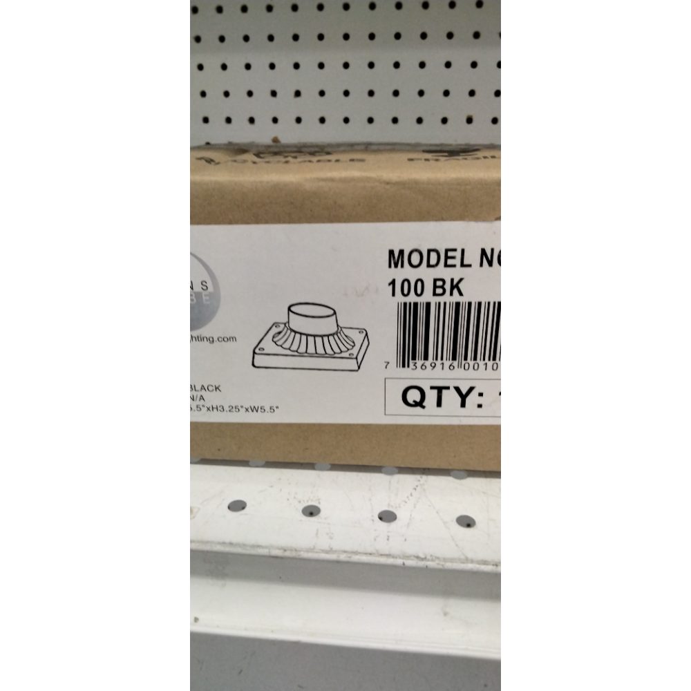 TRANS GLOBE Lighting 100 BK Outdoor Canby 5.5" Post Base Mount, Black, 3" Diameter at mounting Bracket