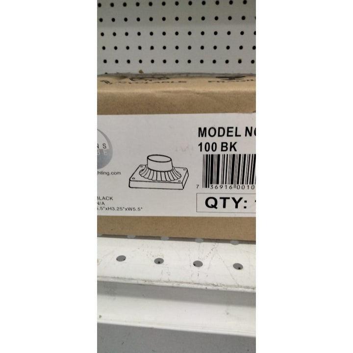 TRANS GLOBE Lighting 100 BK Outdoor Canby 5.5" Post Base Mount, Black, 3" Diameter at mounting Bracket