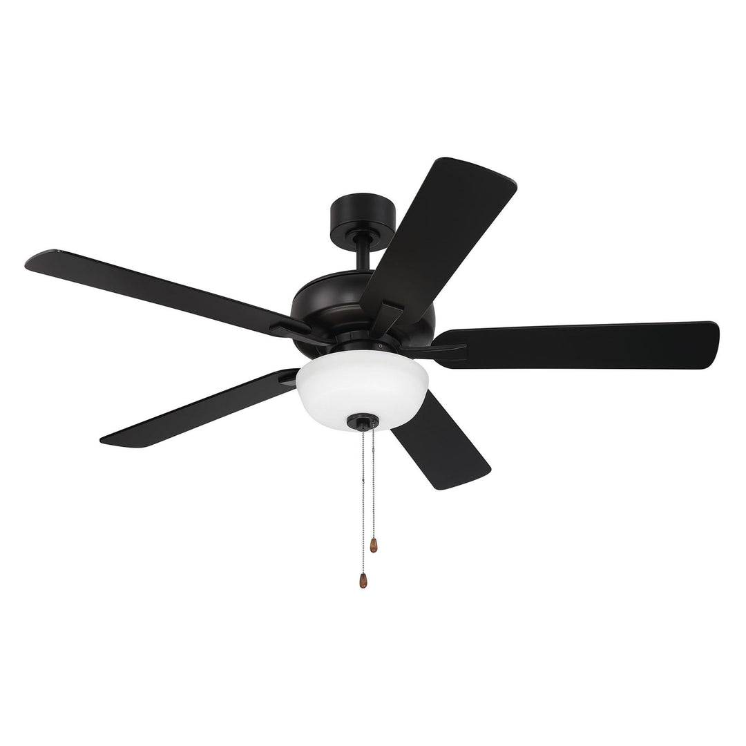 DESIGNERS FOUNTAIN Gallant Ceiling Fan with Lights, 52 Inch LED 3000K Indoor Outdoor 5-Blades Fan, Pull Chain, Matte Black, FP-GLT52B30-MB