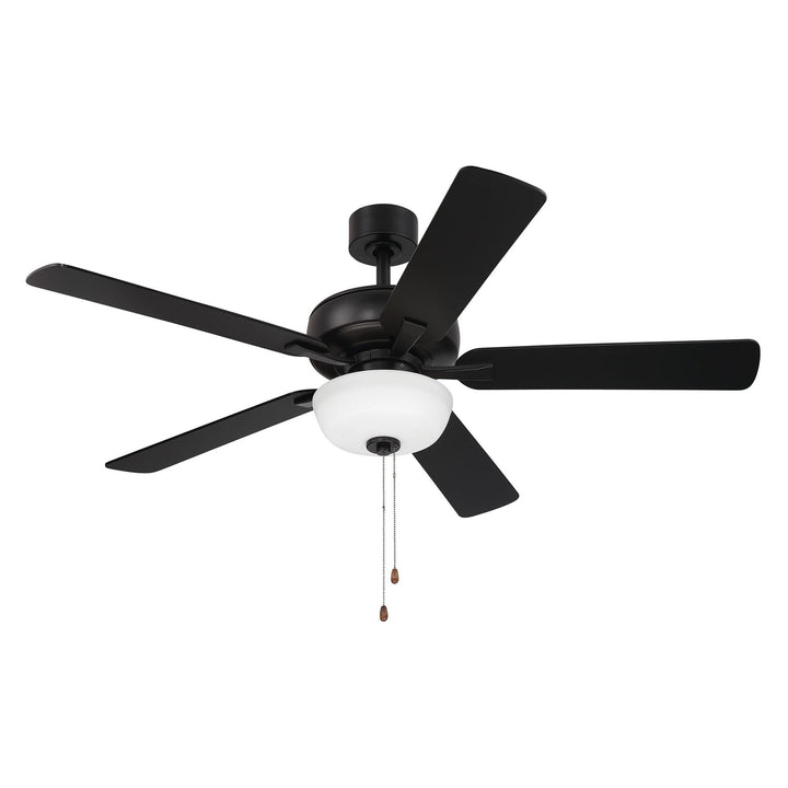 DESIGNERS FOUNTAIN Gallant Ceiling Fan with Lights, 52 Inch LED 3000K Indoor Outdoor 5-Blades Fan, Pull Chain, Matte Black, FP-GLT52B30-MB