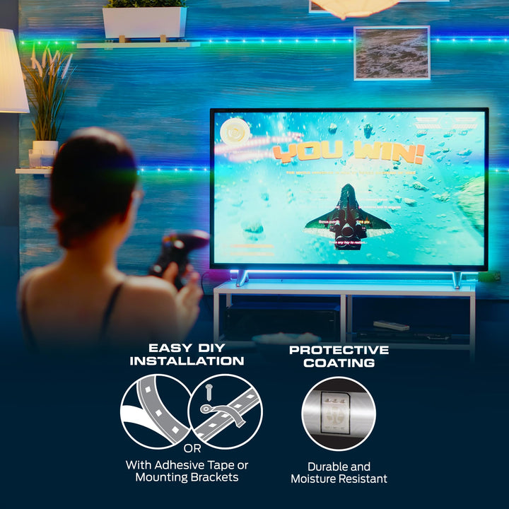 Monster Smart RGB+IC LED Strip Lights 25ft â€“ Sound Reactive Strip Lights for Bedroom, App & Voice Control, RGB Light Strip for Room, Alexa Google Home, Razer Chroma Sync - 230 RGB+IC LED Lights