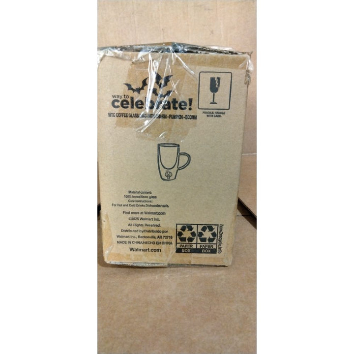 Way To Celebrate! WTC Coffee Glass Mug with Charm - Pumpkin, ECOMM Retail $15.00