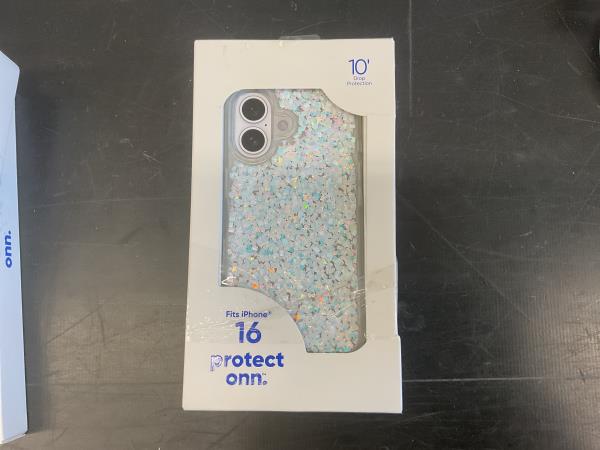 Onn. IPhone 16 gilltter case, 10’ drop protection Retail $12.98