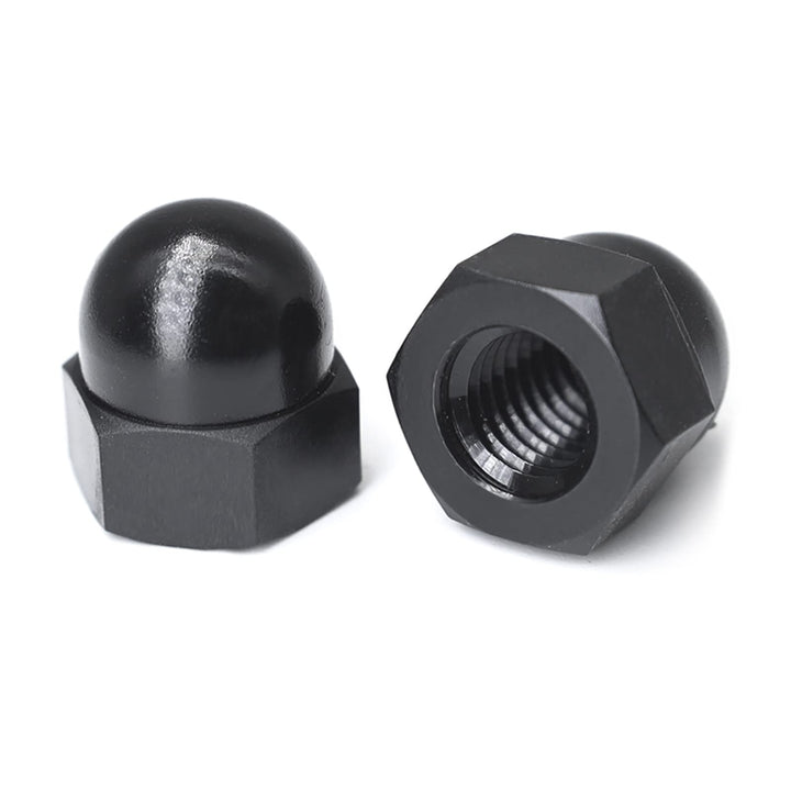 M10 Nylon Acorn Cap Nuts, Black, 25Pcs-Pack