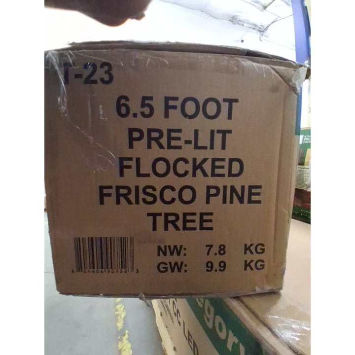 Holiday Time 6.5' Pre-Lit Green Flocked Frisco Pine Artificial Christmas Tree Retail $120.00