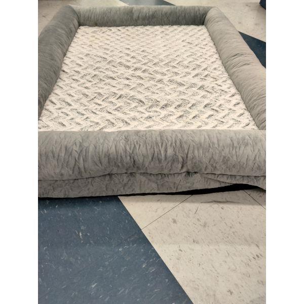 Gray Pet Bed, Plush Border, Rectangular, Soft Retail $35.00